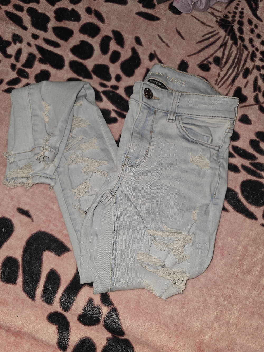 American Eagle Outfitters Light Blue Distressed Skinny Jeans